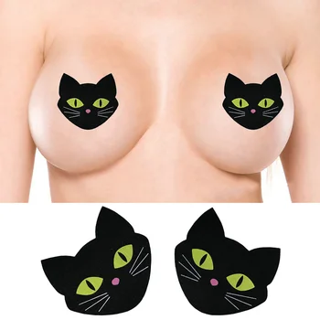 1 Пара забавных, сексуальных, светящейся формы, клейких чехлов для сосков, наклейка BreastsBreast Cat fun, Пустая грудь, Грудь 2 Цвета