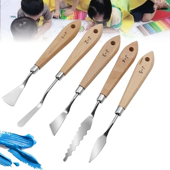 1 шт. Ножи для рисования с деревянной ручкой Набор Мастихинов для рисования Маслом Металлические Ножи Скребок для смешивания цветов