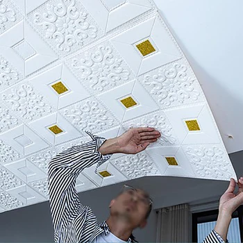 10шт 70x70 см Обои для потолка большого размера, 3D кирпичные водонепроницаемые наклейки на стены, Пенопластовое Самоклеющееся Украшение стен