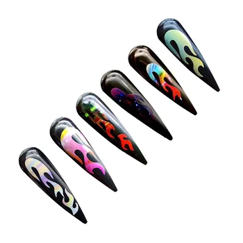 2019 Новые Красочные Наклейки Для Ногтей Nail Sheet Blaze Shape ransfer Наклейки Самоклеящиеся Полые Наклейки Для Ногтей T Blaze Sticker