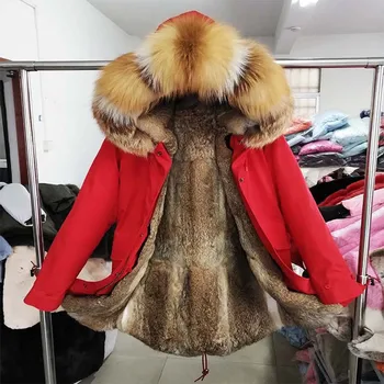 2022 Новая мужская зимняя верхняя одежда Классическая куртка с воротником из натурального лисьего меха, парка с капюшоном на подкладке из кроличьего меха, зимняя мужская верхняя одежда Высокого качества