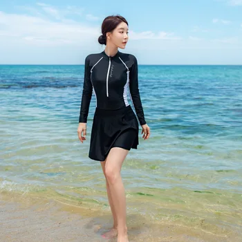 2023 Корейские купальники с длинным рукавом Женская юбка с разрезом Новые купальники для отдыха серфинга спорта горячих источников