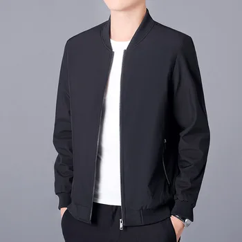 2023 Новая однотонная деловая мужская куртка, мужская приталенная верхняя одежда, мужская модная повседневная весенняя тонкая куртка, ветровка, одежда на молнии
