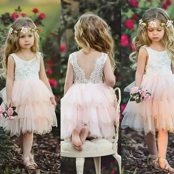 2023 Новое летнее платье без рукавов из кружевной сетки для девочек, свадебное платье с цветочным узором для мальчиков на день рождения на 1,5-6 лет