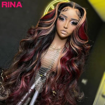 30-дюймовый Красно-блондинистый парик с эффектом объемной волны, парик из человеческих волос 13x4, окрашенный в цвет Омбре, парик с кружевом спереди для женщин 13x6, парики для чернокожих женщин