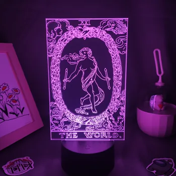 3D Лавовые лампы World Tarot LED RGB Neon Touch USB Аккумулятор Ночник Красочный Подарок на День Рождения Украшение прикроватного столика в спальне