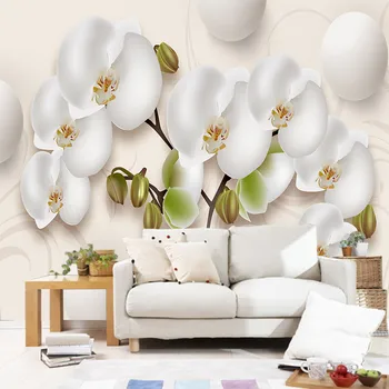 3D трехмерная красивая бабочка орхидея на заказ спальня, гостиная, диван, ТВ фоновая стена, фреска, обои