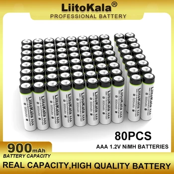 80 PÇS/LOTE LiitoKala AAA NiMH 1.2V Bateria Recarregável 900mAh Apropriado Para Brinquedos, Ratos, Balanças Eletrônicas, Etc.
