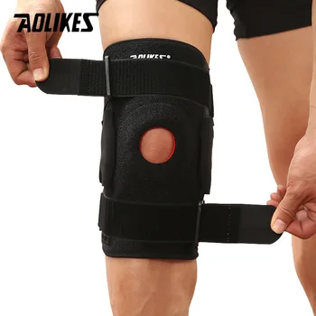 AOLIKES 1 шт. Защита для поддержки колена для пеших прогулок и велоспорта со съемной алюминиевой пластиной, 4 ремня для восстановления коленного сустава для альпинизма