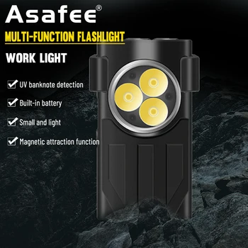 Asafee Многофункциональный мини Яркий фонарик Боковой свет Магнитный Всасывающий портативный брелок Лампа USB Перезаряжаемый фонарик
