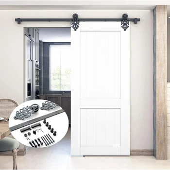 DIYHD TSQ72 6-футовый декоративный роликовый черный Комплект оборудования для раздвижного сарая, одинарная 1 дверь, прост в установке, дверь в комплект не входит