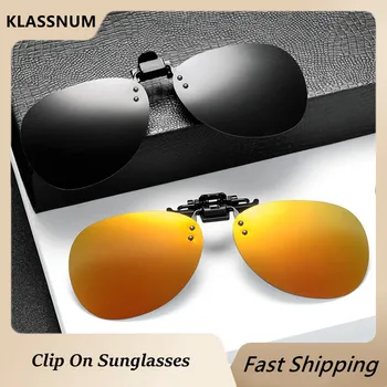 KLASSNUM Мужские солнцезащитные очки для вождения с клипсами от близорукости, очки для женщин, Поляризованные квадратные солнцезащитные очки ночного видения для рыбалки UV400