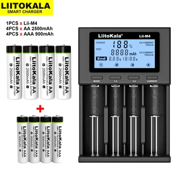 Liitokala AA 2500 мАч AAA 900 мАч 1,2 В nimh аккумуляторная батарея подходит для игрушек, мышей, электронных весов и т.д. + зарядное устройство Lii-M4