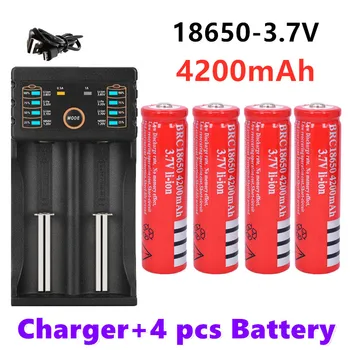 Original 18650 batterie 3,7V 4200mAh wiederaufladbare liion batterie für Led taschenlampe batery litio batterie + USB Ladegerät