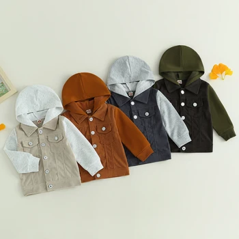 Pudcoco Для малышей, Вельветовая куртка для маленьких девочек и мальчиков, повседневное пальто с длинными рукавами и пуговицами, толстовка с отворотом, верхняя одежда для малышей 6 М-4 Т