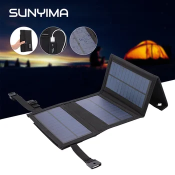SUNYIMA Портативная солнечная панель 5,5 В 10 Вт, складная Сумка для солнечных панелей для аккумулятора телефона, мобильного банка питания с USB-портом 5 В