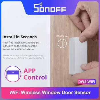 Sonoff DW2-WiFi Беспроводной Датчик Безопасности Двери/окна Домашняя Охранная Сигнализация Работа С приложением eWeLink Поддержка Устройств Sonoff IFTTT