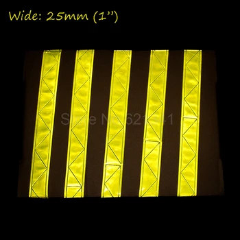 V 25 мм Желтая лаймовая глянцевая СВЕТООТРАЖАЮЩАЯ ЛЕНТА Аксессуары для одежды из ПВХ, пришивная лента 25 мм (1 