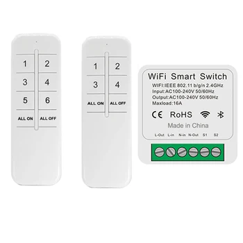 Wifi 16a Умный переключатель Smart Life Wifi Switch Умный Переключатель 16a Wifi Модуль Автоматизации 4 клавиши 6 Клавиш Wifi Mini 16a Tuya Smart Switc