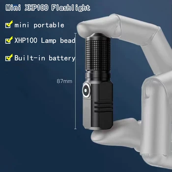 XHP70 Мощный Светодиодный Фонарик с 4-ядерным Встроенным Аккумулятором Shot Long Smart Type-c Перезаряжаемая Вспышка EDC Torch Лампа Для Кемпинга