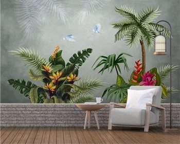beibehang Custom papel de parede, новая мода, ручная роспись, растения тропического леса, цветы и птицы, обои для ТВ