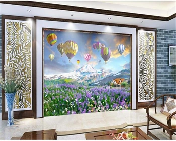 beibehang behang Мода Цветок лаванды Сказочная страна Прерий Воздушный шар ТВ Фон Обои для стен 3 d