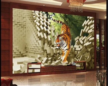 beibehang Обои на заказ, фотообои, мода, 3D стерео личность, тигр, спуск, тигр, украшение стен гостиной обоями