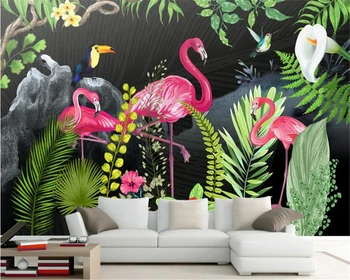 beibehang Современные модные обои ручная роспись тропический лес Фламинго диван для гостиной фон фреска 3D обои