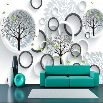 wellyu 3D минималистичный круг деревьев ТВ фон стена на заказ большая фреска зеленые обои papel de parede