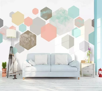 wellyu Пользовательские обои 3d фреска современная индивидуальность простые пестрые шестиугольные геометрические обои для гостиной papel de parede 3d