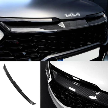 Автомобильные аксессуары для 2023 + Kia Sportage NQ5 ABS карбоновая накладка на центральную решетку переднего бампера, декоративная накладка молдинга