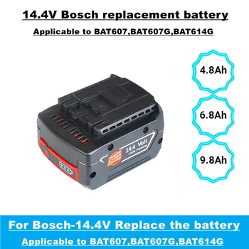 Аккумулятор для замены электроинструмента 14,4 В, 4800 мАч ~ 980 мАч, подходит для Bosch, беспроводной дрели, отвертки bat607, bat607g, bat614g