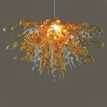 Антикварная винтажная лампа из Италии, люстра из выдувного стекла ручной работы, потолочные светильники кофейного цвета со светодиодными лампочками 28 на 24 дюйма