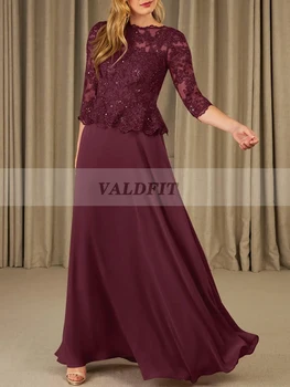 Бордовые Длинные платья для матери невесты с коротким рукавом для свадебной вечеринки, платья для официальных мероприятий, Vestido Mama Del Novio