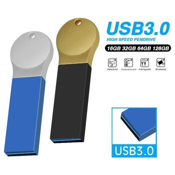 Высокоскоростной USB 3,0 Флэш-Накопитель Водонепроницаемый Флеш-Накопитель 8 ГБ 16 ГБ 32 ГБ 64 ГБ 128 ГБ Металлический Флешка USB Memory Stick Флэш-Накопители Логотип