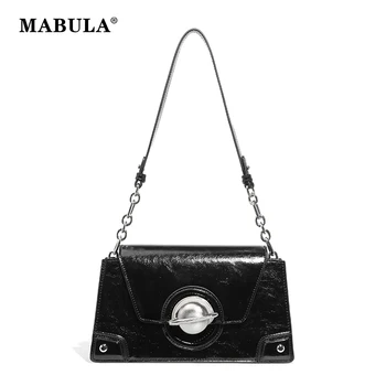 Женская сумка через плечо с клапаном на цепочке в стиле панк MABULA, брендовая шикарная сумочка-клатч с замком, модная черная сумочка через плечо