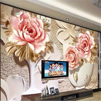 Изготовленная на заказ крупномасштабная фреска wellyu, трехмерная цветочная фреска, фон для телевизора, обои для гостиной, спальни