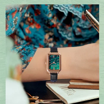 Кварцевые арабские часы CHRONOS, женские цифры, простой квадратный циферблат, кожаный ремешок с пряжкой, модные женские наручные часы CH37