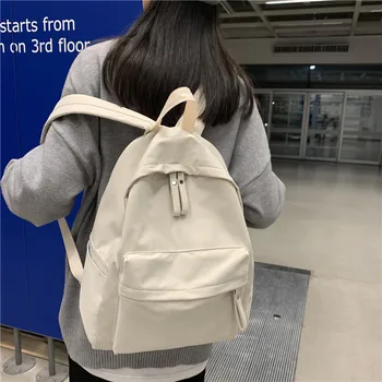 Корейский модный рюкзак из хлопчатобумажной ткани, большая вместительная однотонная двойная сумка через плечо, школьный рюкзак для студентов колледжа