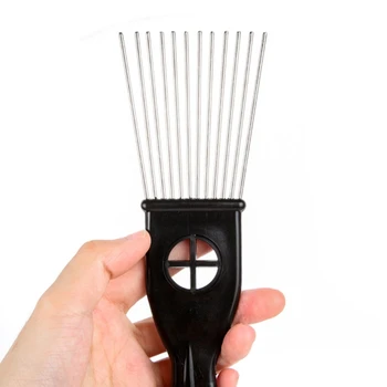 Металлическая Афро-отмычка с широким зубом для подтяжки вьющихся волос, Расческа, инструмент для плетения кос, профессиональный парикмахерский инструмент для укладки волос