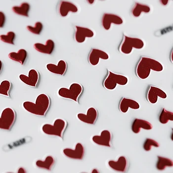 Мини-пузырь Red Love Heart Цветной Воздушный Пузырь 3D Самоклеящаяся Наклейка для ногтей с мягким Рельефом 5D Дешевая Наклейка для Маникюра DIY