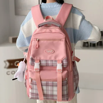 Модная женская школьная сумка в клетку Kawaii, женский рюкзак для колледжа, модный Женский рюкзак для милой девушки, рюкзак для путешествий, ноутбук, студенческие сумки