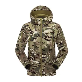 Мужская шерстяная тепловая ветрозащитная водонепроницаемая куртка, пригодная для ношения на открытом воздухе, военная мужская куртка, Камуфляжная тактическая куртка с мягкой оболочкой.