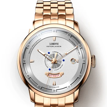 Мужские часы LOBINNI, мужские роскошные часы, мужские автоматические механические наручные часы, швейцарские часы, сапфировые relogio masculino