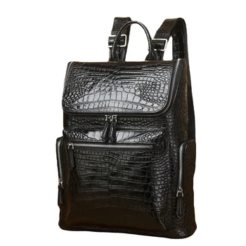 Мужской рюкзак из натуральной кожи с крокодиловым узором, мужской школьный рюкзак для 14-дюймового ноутбука mochila hombre