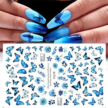 Наклейки Для Дизайна ногтей Амулеты Аксессуары Дизайнерские Принадлежности Pegatinas Украшения Автоколлантирующие Наклейки Лист 3D Размазанный Цветок