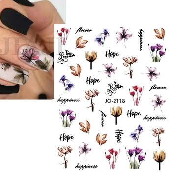 Наклейки для ногтей серии Autumn Flower, обертывания, наклейки с цветочным рисунком Сакуры, Маргаритки, Лаванды, Маникюр, Украшение для ногтей