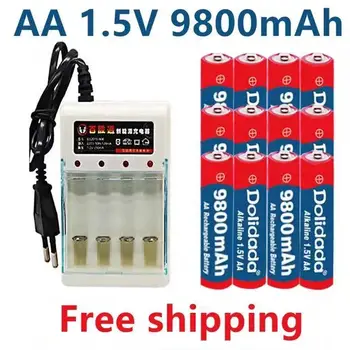 Новая бирка AA battery 9800 mah аккумуляторная батарея AA 1.5 V Перезаряжаемая Новая Alcalinas drummey + Бесплатные покупки