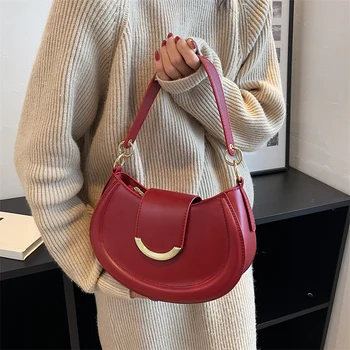 Новая женская седельная сумка, дизайнерская повседневная сумка из искусственной кожи подмышками, осенне-зимняя сумка-мессенджер, сумка-портмоне.