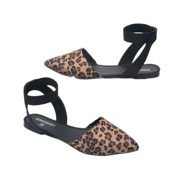 Новые евро-американские женские туфли-лодочки, балетки на плоской подошве, повседневные модные леопардовые пляжные сандалии без застежки CWC001